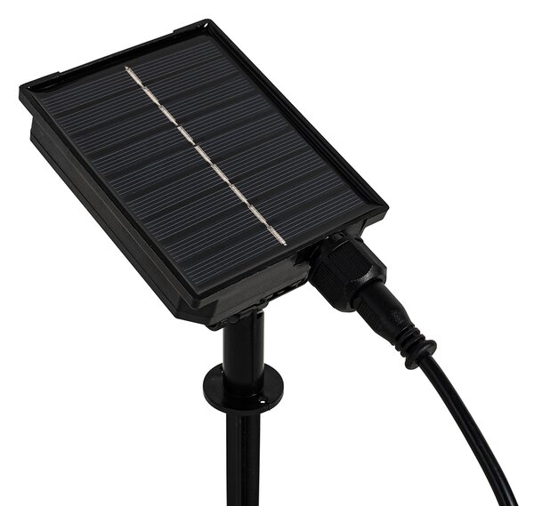 Sada 2 černých zahradních bodových svítidel 60 cm včetně dobíjecího LED a solárního panelu IP65 - Adalind