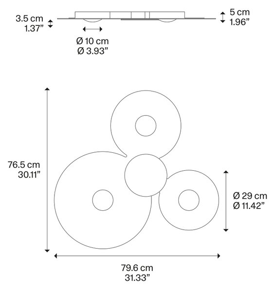Lodes LED stropní svítidlo Bugia Mega, d. 79,6 cm, 3x15W Barva: Bronz, Teplota světla: 2700K - teplá bílá
