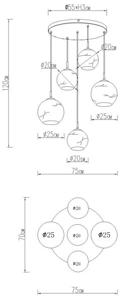 Globo 15999M-5HR - Lustr na lanku RAGUSA 5xE27/60W/230V pr. 75 cm