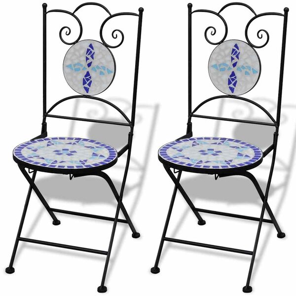 3dílný bistro set mozaikový keramický modro-bílý 271771