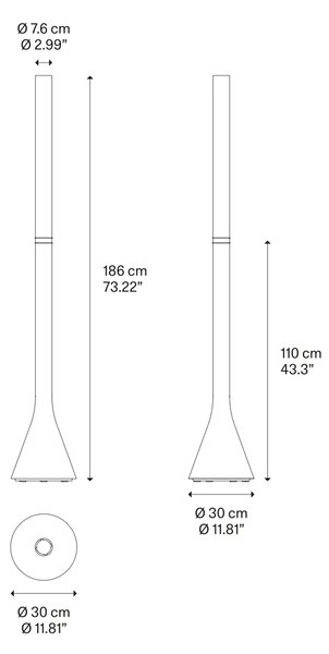 Lodes LED stmívatelná stojací lampa Croma, v. 186 cm, 1x42W Barva: Matná černá