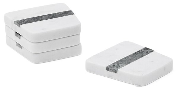 Set čtyř bílo-zelených mramorových podtácků Kave Home Nira