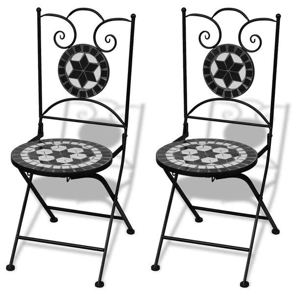3dílný bistro set mozaikový keramický černý a bílý 271772