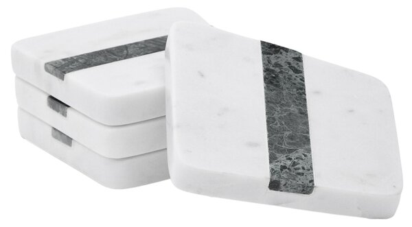 Set čtyř bílo-zelených mramorových podtácků Kave Home Nira
