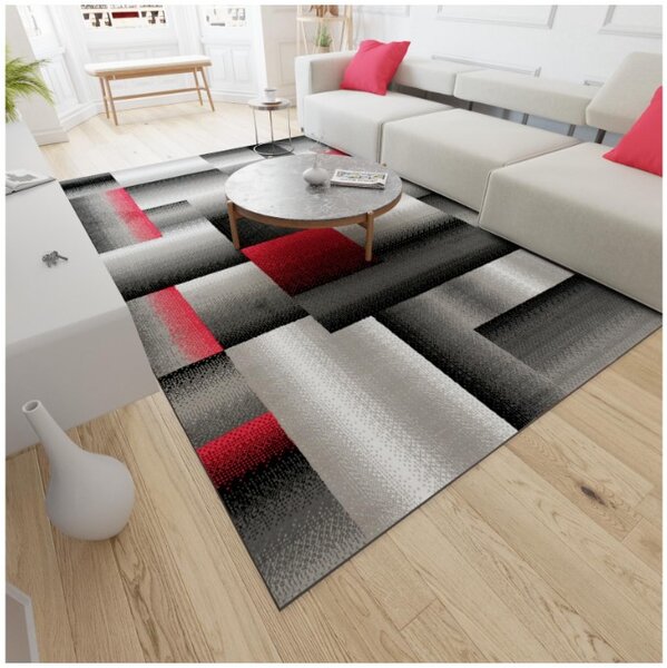 Makro Abra Kusový koberec moderní MAYA Z904E šedý červený Rozměr: 130x190 cm
