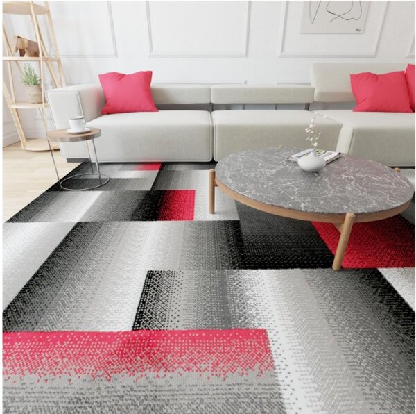 Makro Abra Kusový koberec moderní MAYA Z904E šedý červený Rozměr: 130x190 cm
