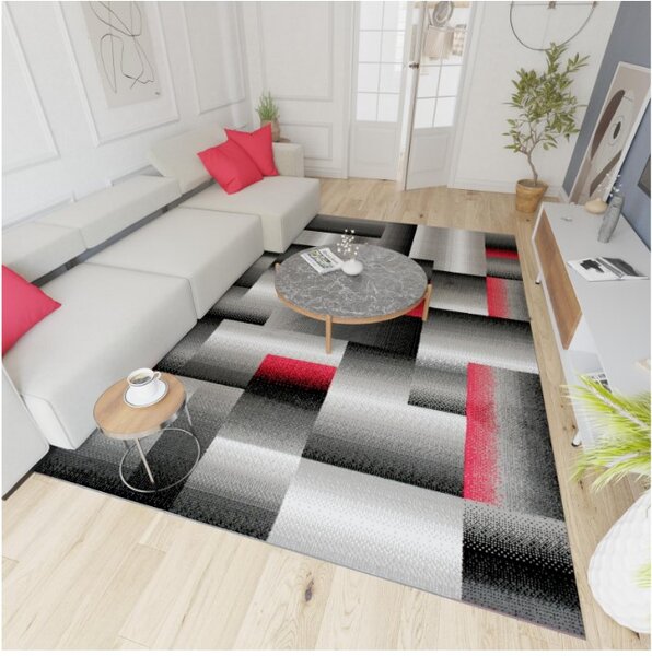 Makro Abra Kusový koberec moderní MAYA Z904E šedý červený Rozměr: 130x190 cm