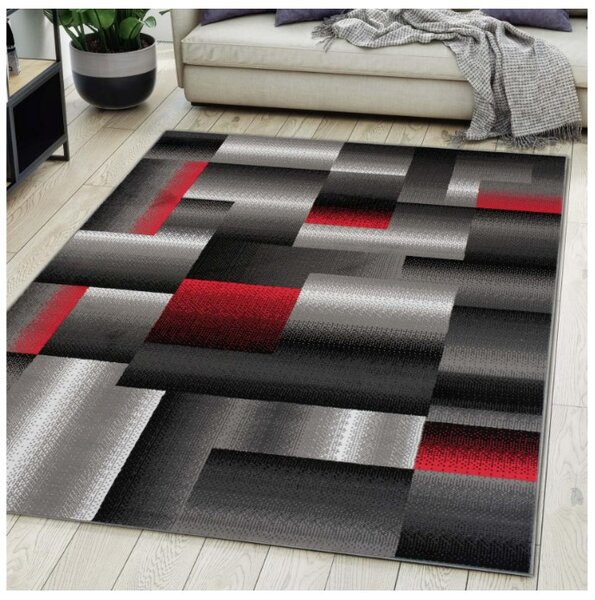 Makro Abra Kusový koberec moderní MAYA Z904E šedý červený Rozměr: 130x190 cm