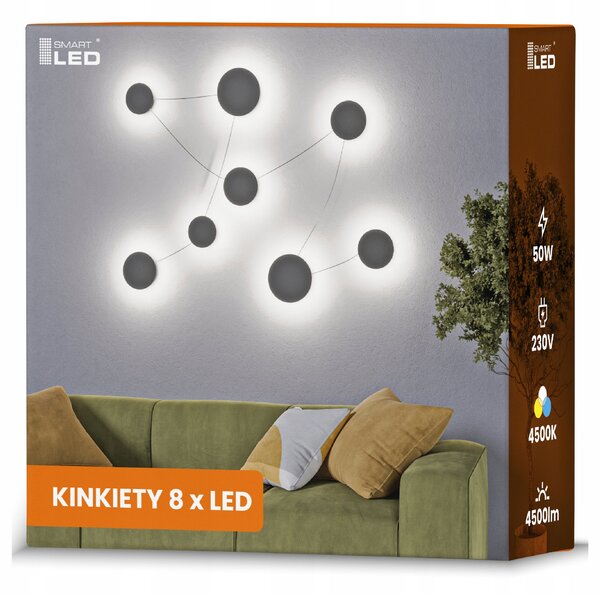 Černé LED nástěnné svítidlo 50 W, 4500 lm, neutrální bílá, IP20