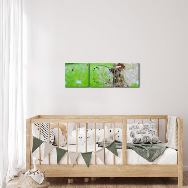 Obraz pampelišky (s hodinami) (90x30 cm)
