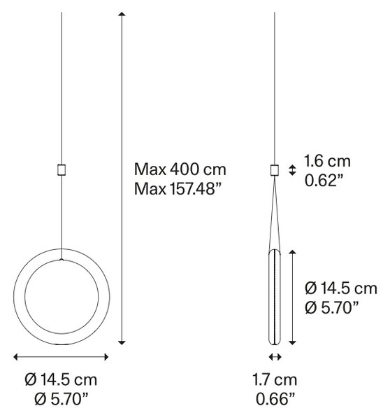 Lodes LED závěsné svítidlo IVY I, Ø 14,5 cm, 1x3W Barva: Matná černá, Teplota světla: 2700K - teplá bílá