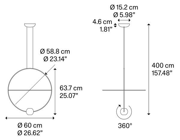 Lodes LED závěsné svítidlo Elara M, 1x9W + 1x18W pr. 60cm Barva: Černá, Teplota světla: 2700K - teplá bílá