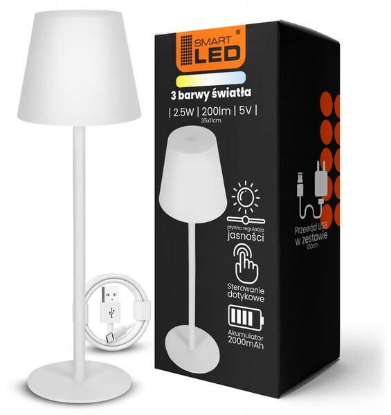LED stolní lampa, s dotykovým ovládáním, 3 režimy barvy světla, 2,5 W, 200 lm