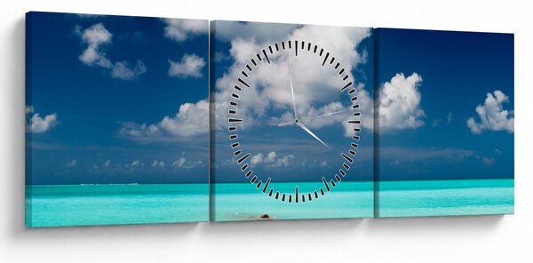 Obraz - Tropická pláž (s hodinami) (90x30 cm)