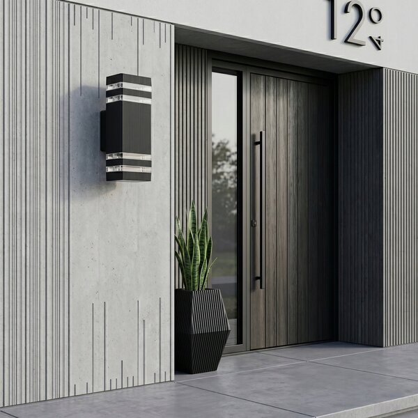 Černé fasádní svítidlo GU10 230 V, IP54, 310 × 110 × 102 mm