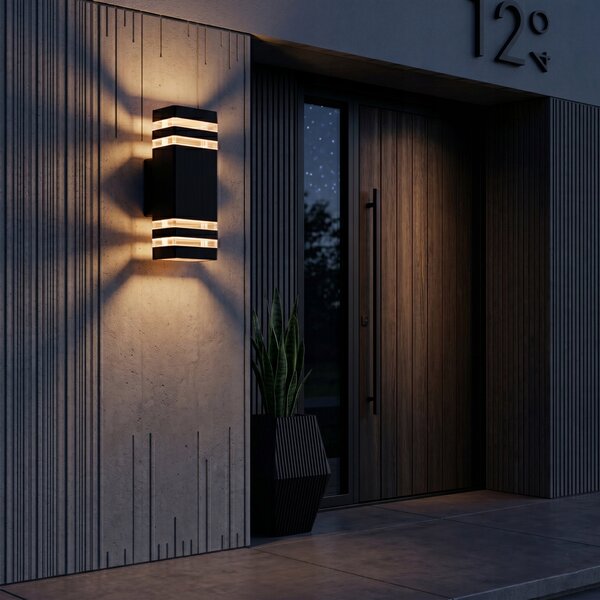 Černé fasádní svítidlo GU10 230 V, IP54, 310 × 110 × 102 mm