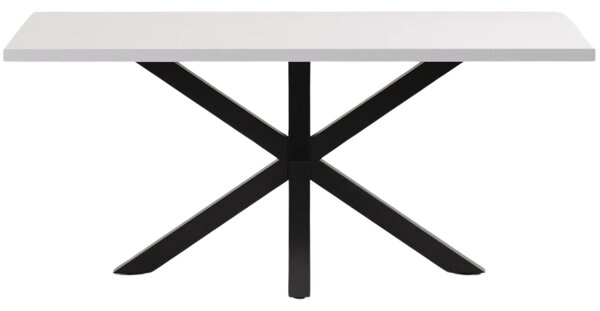 Bílý jídelní stůl Kave Home Argo 180 x 100 cm s černou kovovou podnoží