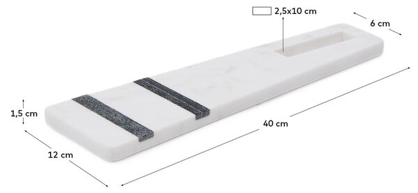 Bílo-černé mramorové servírovací prkénko Kave Home Nira 40 x 12 cm