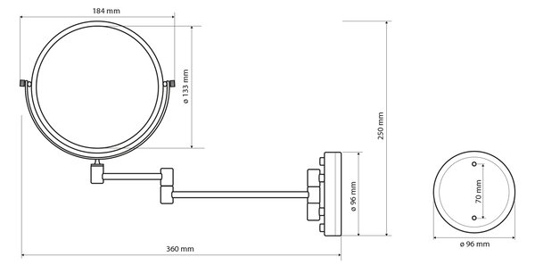 Sapho Sapho, Závěsné kosmetické zrcadlo, průměr 140mm, oboustranné, chrom, XP012CH