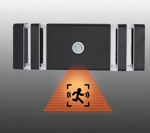 LED fasádní svítidlo, patice 2× GU10, IP54, 30 × 11 × 6,5 cm