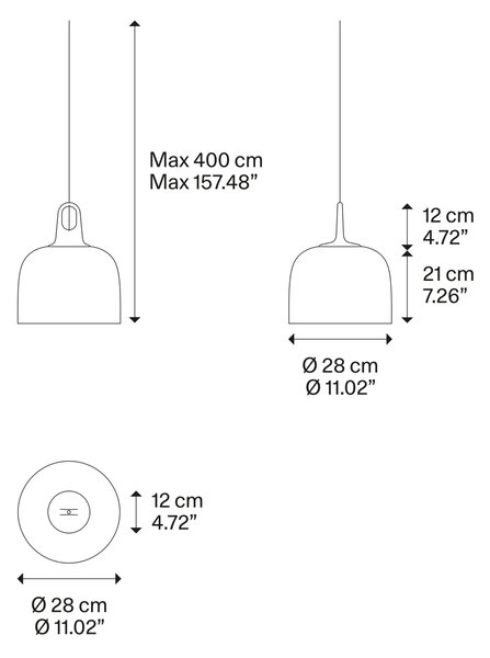 Lodes Závěsné svítidlo Jim Bell, Ø 28 cm, 1xE27 Barva: Matná černá, Barva struktury: Šedá