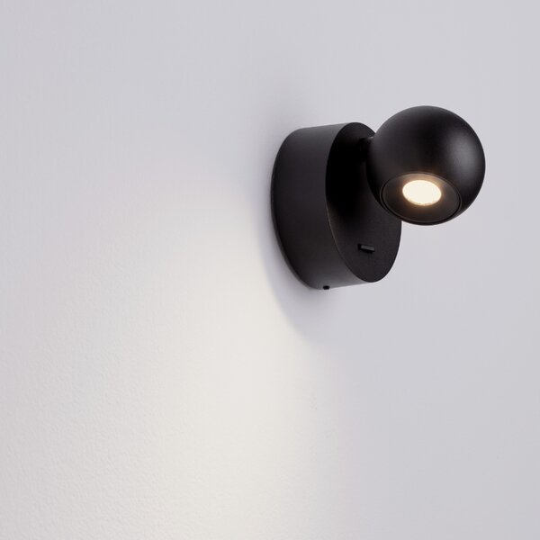 Černé kovové nástěnné LED světlo Nova Luce Sfera