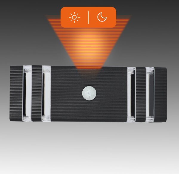LED fasádní svítidlo, patice 2× GU10, IP54, 30 × 11 × 6,5 cm