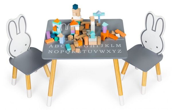 Dětský stůl se dvěma židlemi, sada dětského nábytku ECOTOYS WH141