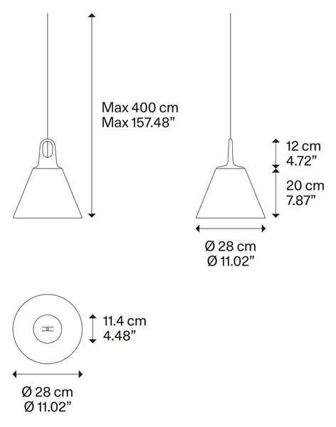 Lodes Závěsné svítidlo Jim Cone, Ø 28 cm, 1xE27 Barva: Matná černá, Barva struktury: Šedá