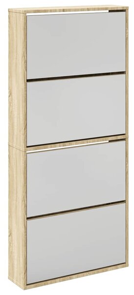 Botník čtyřpatrový zrcadlo dub 63 x 17 x 134 cm 273935