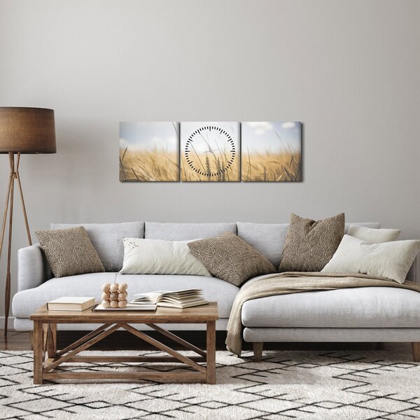 Obraz obilí (s hodinami) (90x30 cm)