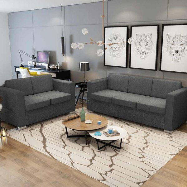 Dvojdílná sada pohovek textil tmavě šedá 274214
