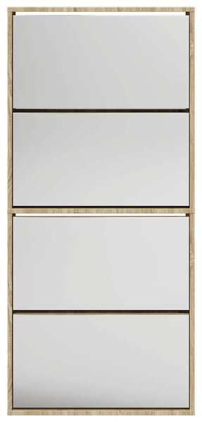 Botník čtyřpatrový zrcadlo dub 63 x 17 x 134 cm 273935