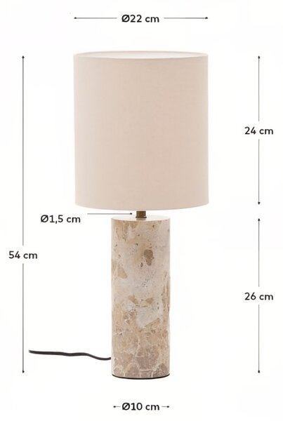 Béžová mramorová stolní lampa Kave Home Raze