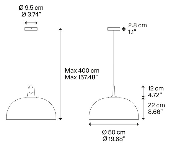 Lodes Závěsné svítidlo Jim Dome, Ø 50 cm,1x E27 Barva: Matná černá, Barva struktury: Šedá
