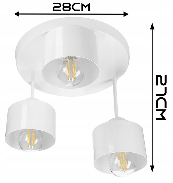Bílé závěsné svítidlo, 3× E27