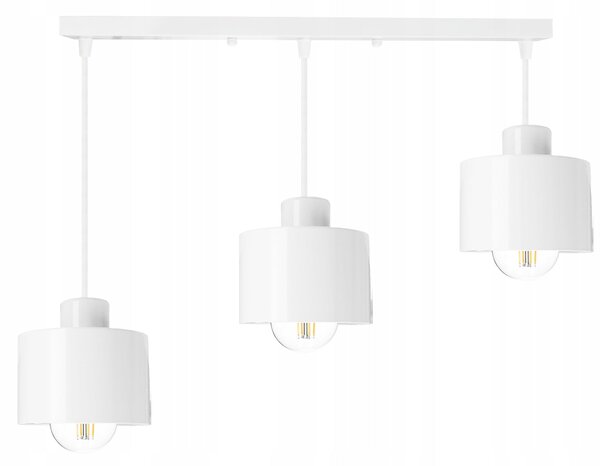 Bílé závěsné svítidlo, 3× E27