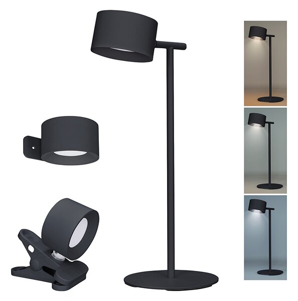 SOLIGHT LED nabíjecí lampička 3v1, 280lm, změna CCT, stmívání, černá
