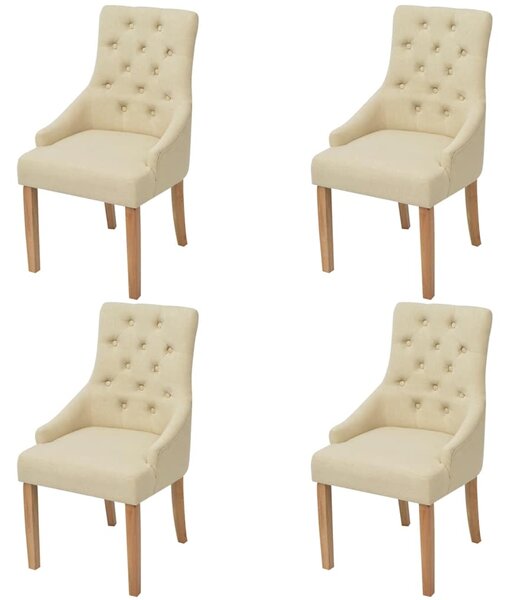 Jídelní židle 4 ks krémové textil 274425