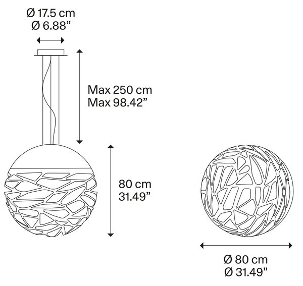 Lodes Závěsné svítidlo Kelly L Sphere, Ø 80 cm, 4xE27 Barva: Měděný bronz