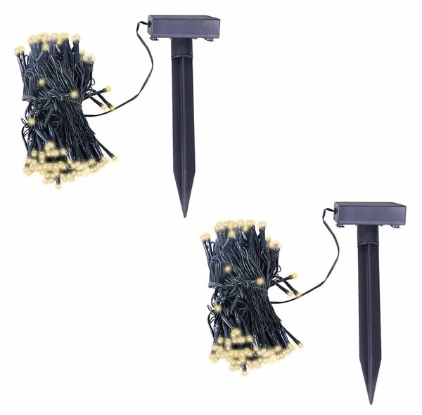 LED solární světelné řetězy 2 ks teplé bílé světlo 274770