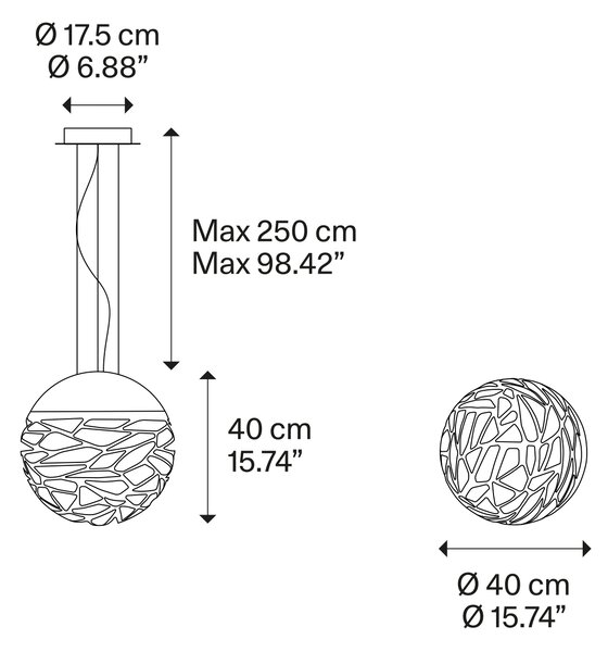 Lodes Závěsné svítidlo Kelly S Sphere, Ø 40 cm, 3xE27 Barva: Měděný bronz
