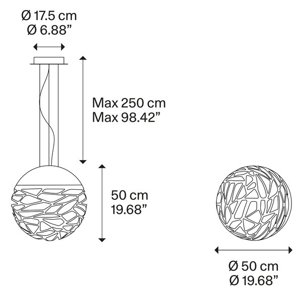 Lodes Závěsné svítidlo Kelly M Sphere,Ø 50 cm, 3xE27 Barva: Měděný bronz