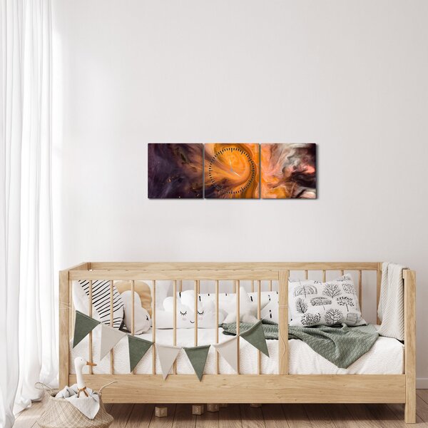 Abstraktní obraz - vesmír (s hodinami) (90x30 cm)