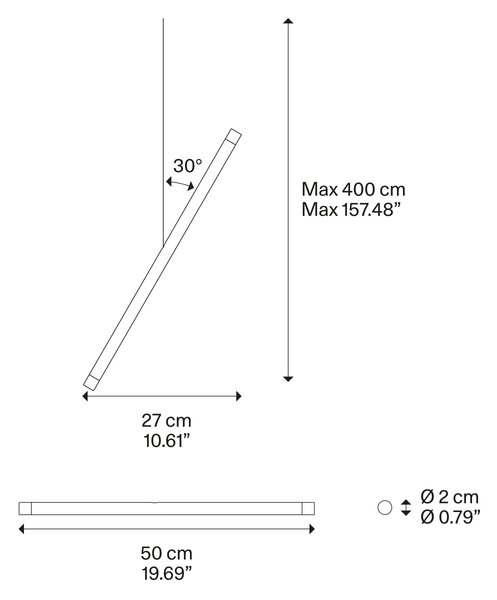 Lodes LED závěsné svitidlo A-Tube Nano Duo, d. 50 cm, 2x1W Barva: Champagne