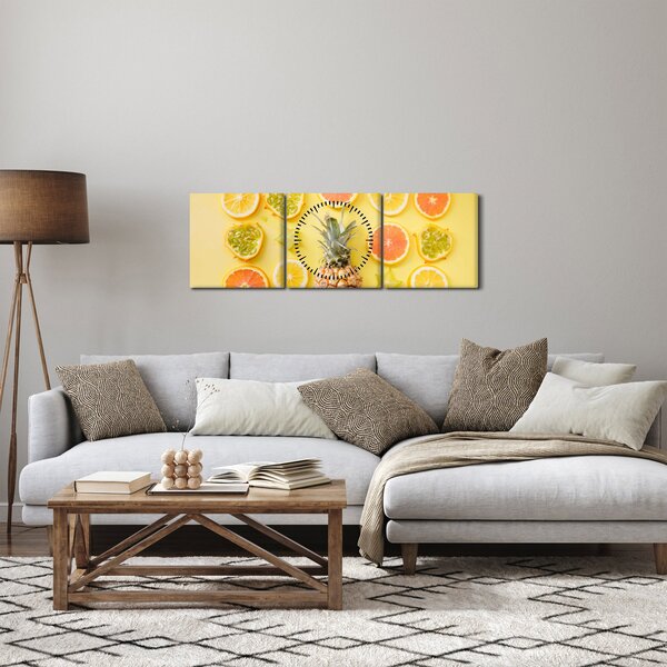 Obraz ovoce (s hodinami) (90x30 cm)