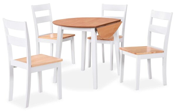 Jídelní set 5 kusů, MDF a kaučukovníkové dřevo, bílý 274943