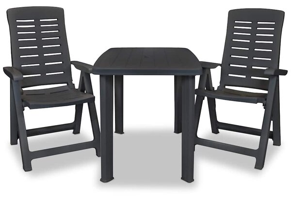 3dílný bistro set plastový antracitový 275083