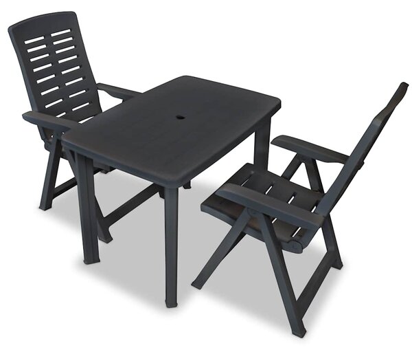 3dílný bistro set plastový antracitový 275083