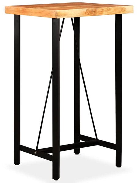 Barový set 3 kusy masivní akáciové dřevo, pravá kůže, plátno 275129